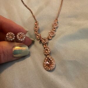 Napier Rose Gold Necklace and Earring Set